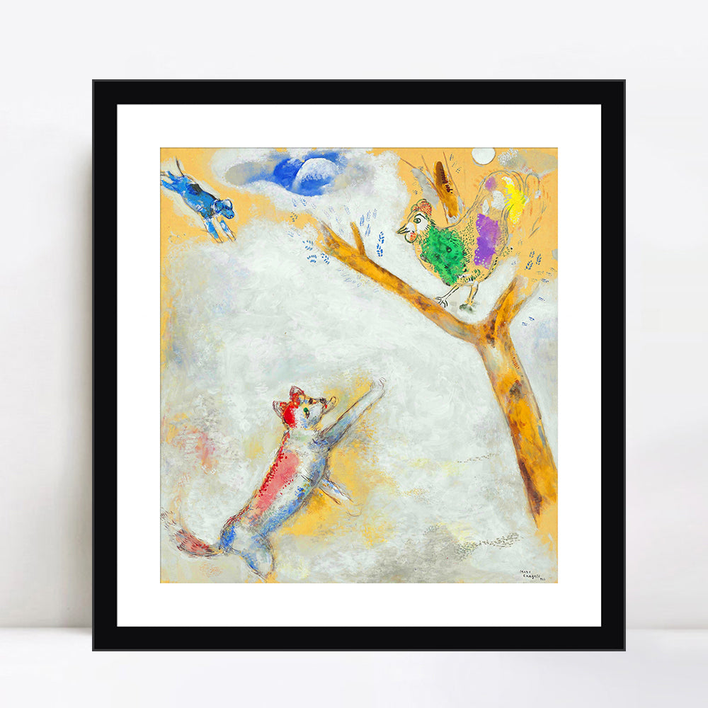 INVIN ART Framed Canvas Giclee Print Art Bird and Wolf by Marc Chagall Wall Art Living Room Home Office Decorations