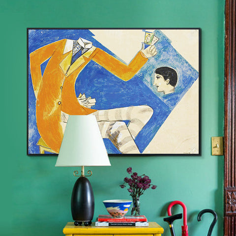 INVIN ART Framed Canvas Giclee Print Art Coat by Marc Chagall Wall Art Living Room Home Office Decorations