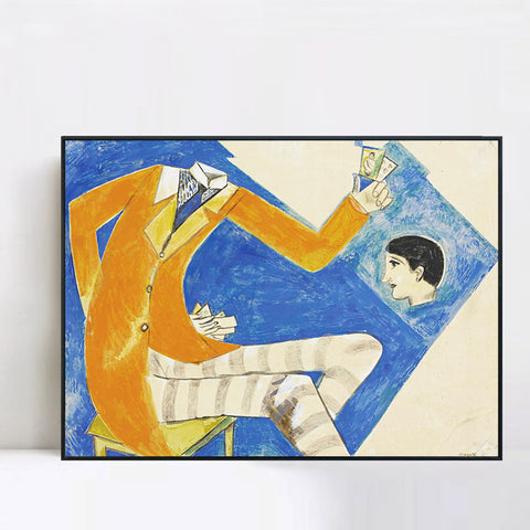 INVIN ART Framed Canvas Giclee Print Art Coat by Marc Chagall Wall Art Living Room Home Office Decorations