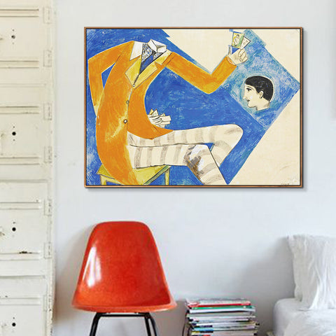 INVIN ART Framed Canvas Giclee Print Art Coat by Marc Chagall Wall Art Living Room Home Office Decorations