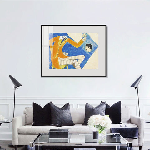 INVIN ART Mental Framed Canvas Giclee Print Art Coat by Marc Chagall Wall Art Living Room Home Office Decorations