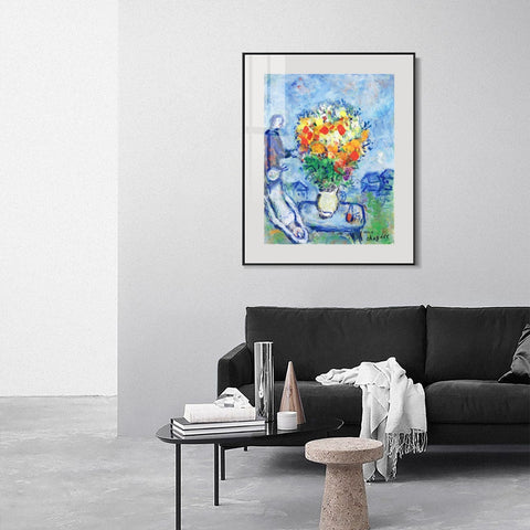 INVIN ART Mental Framed Canvas Giclee Print Art Flower 15 by Marc Chagall Wall Art Living Room Home Office Decorations