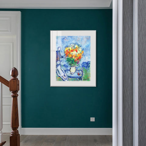 INVIN ART Mental Framed Canvas Giclee Print Art Flower 15 by Marc Chagall Wall Art Living Room Home Office Decorations
