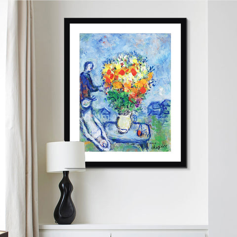 INVIN ART Framed Canvas Giclee Print Art Flower#15 by Marc Chagall Wall Art Living Room Home Office Decorations