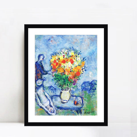 INVIN ART Framed Canvas Giclee Print Art Flower#15 by Marc Chagall Wall Art Living Room Home Office Decorations