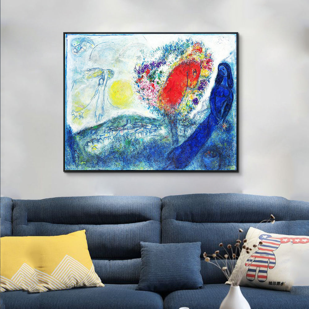 INVIN ART Framed Canvas Giclee Print Art Flower Tree by Marc Chagall Wall Art Living Room Home Office Decorations
