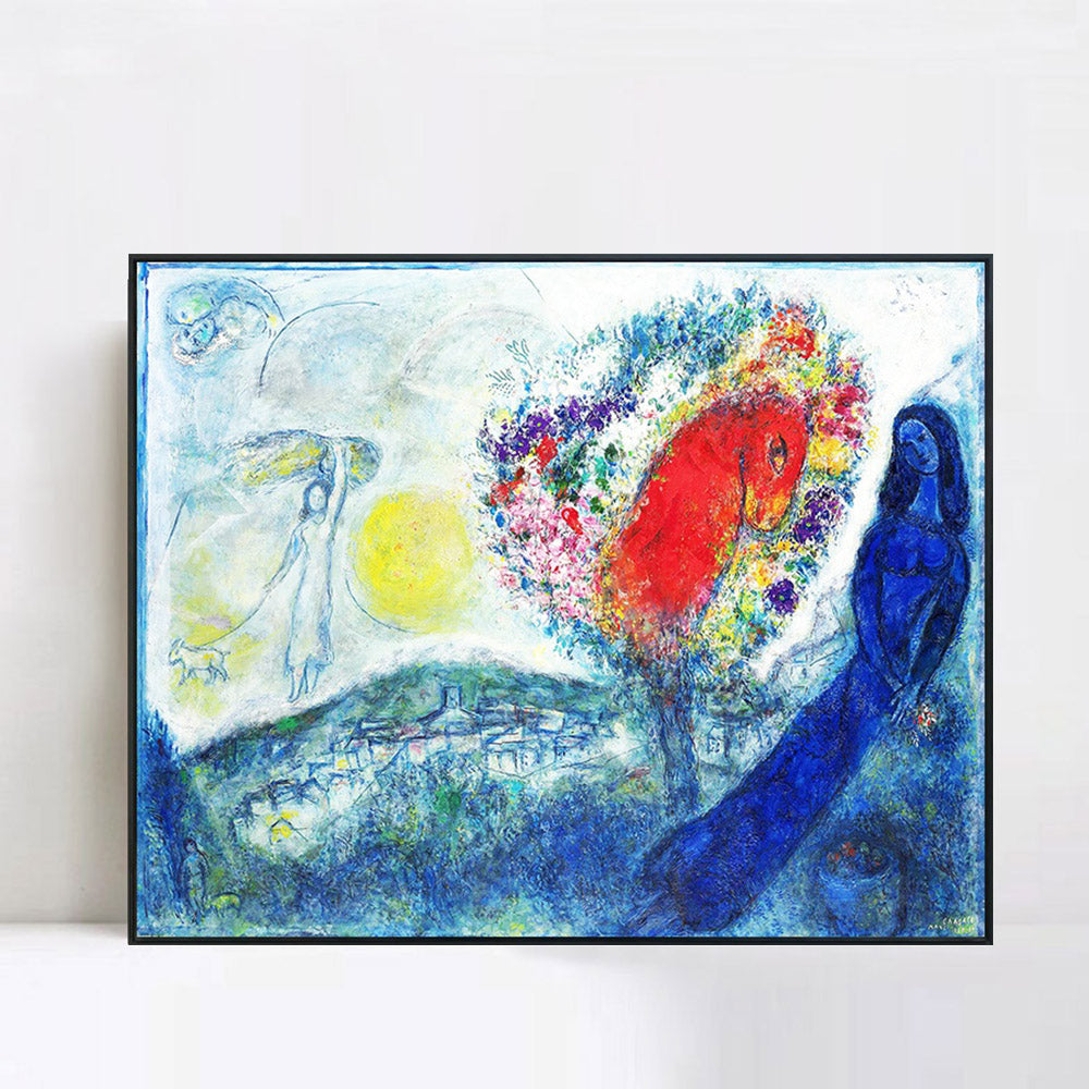 INVIN ART Framed Canvas Giclee Print Art Flower Tree by Marc Chagall Wall Art Living Room Home Office Decorations