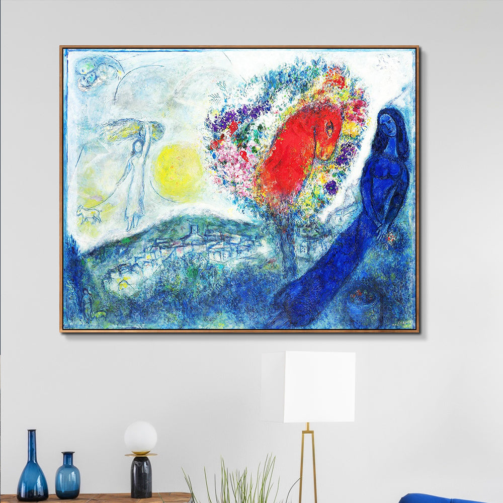 INVIN ART Framed Canvas Giclee Print Art Flower Tree by Marc Chagall Wall Art Living Room Home Office Decorations