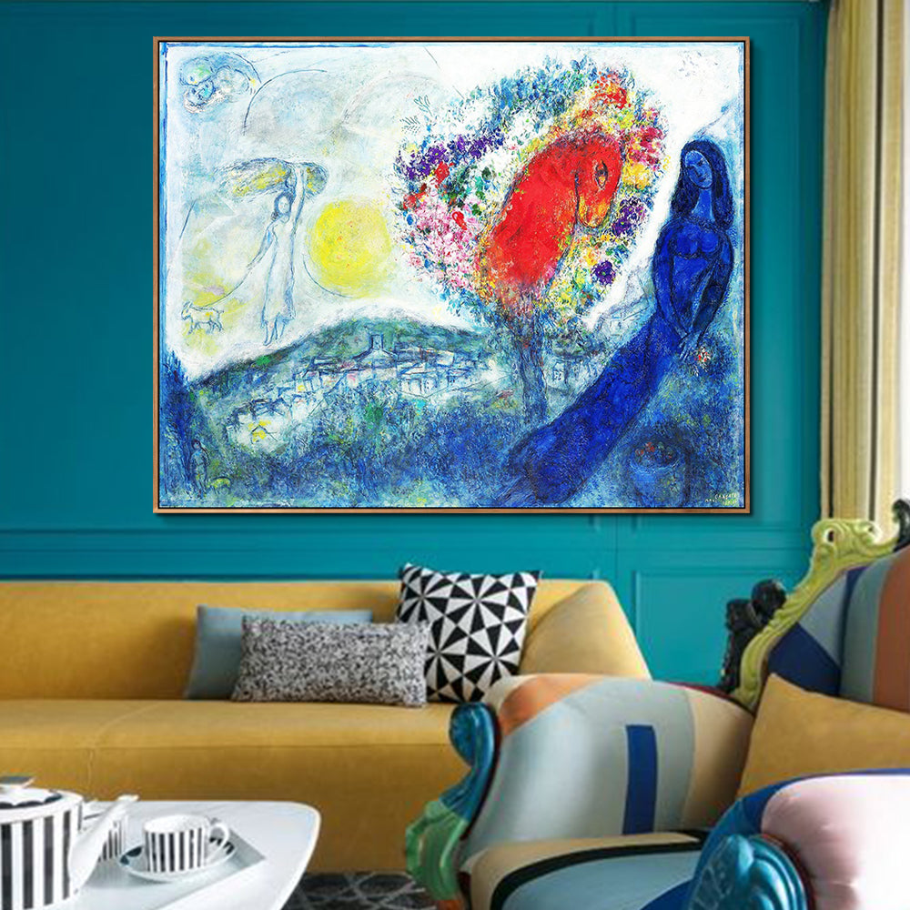 INVIN ART Framed Canvas Giclee Print Art Flower Tree by Marc Chagall Wall Art Living Room Home Office Decorations
