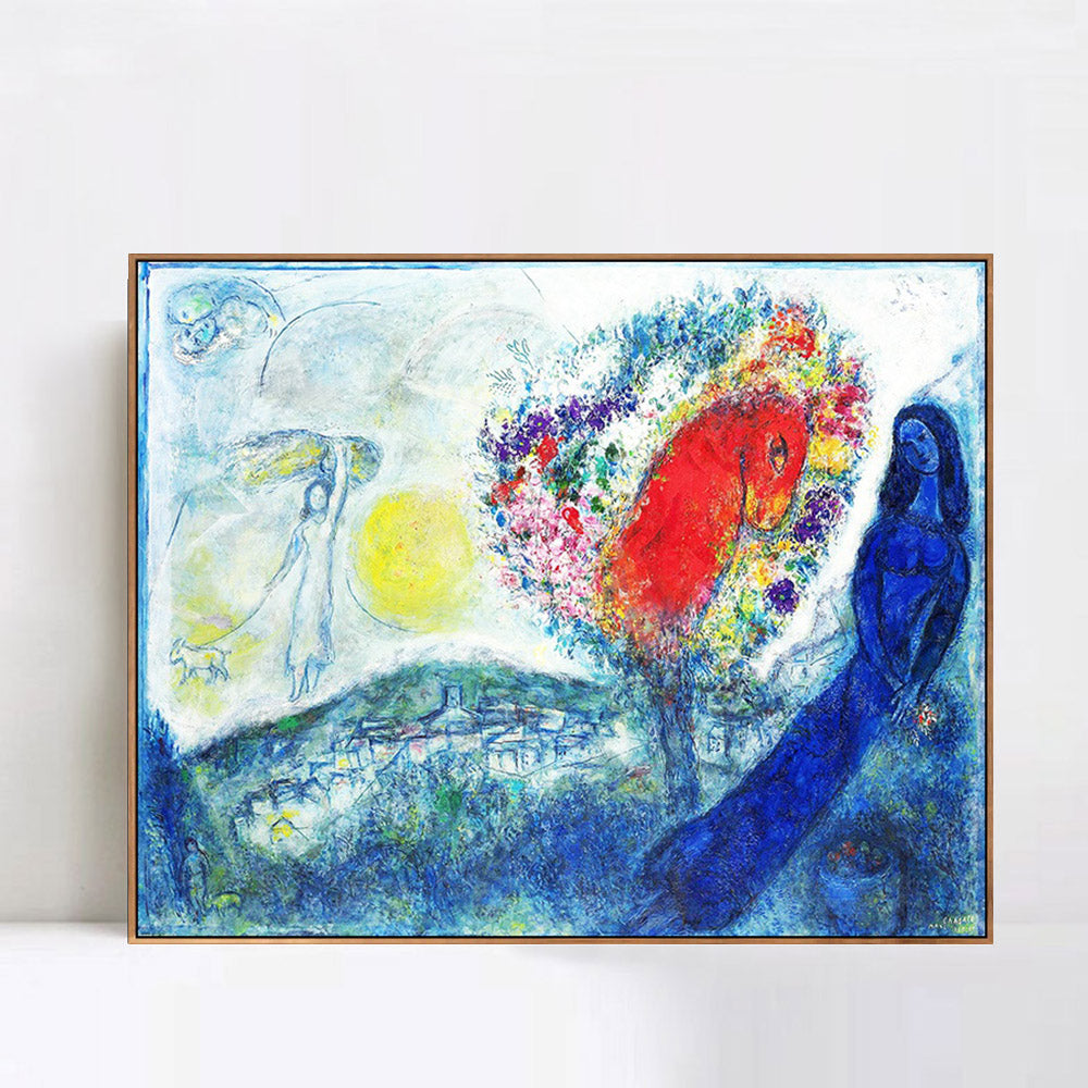 INVIN ART Framed Canvas Giclee Print Art Flower Tree by Marc Chagall Wall Art Living Room Home Office Decorations