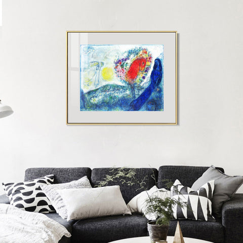 INVIN ART Mental Framed Canvas Giclee Print Art Flower tree by Marc Chagall Wall Art Living Room Home Office Decorations