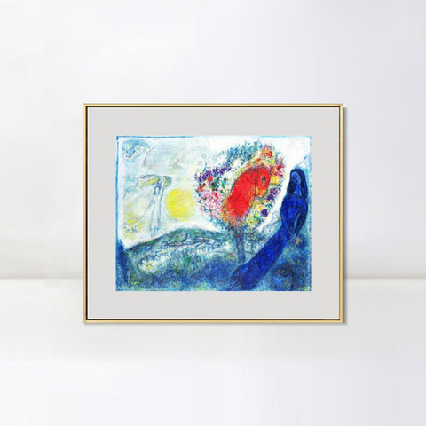 INVIN ART Mental Framed Canvas Giclee Print Art Flower tree by Marc Chagall Wall Art Living Room Home Office Decorations
