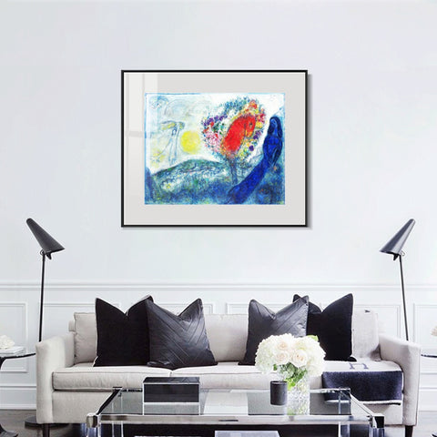 INVIN ART Mental Framed Canvas Giclee Print Art Flower tree by Marc Chagall Wall Art Living Room Home Office Decorations