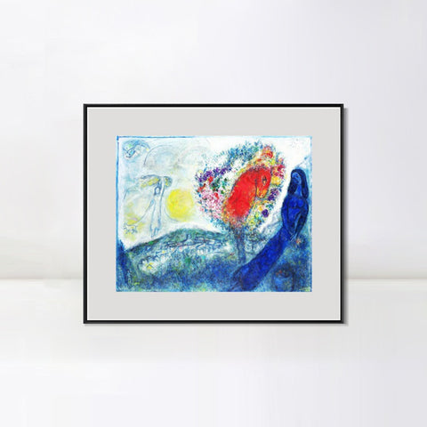 INVIN ART Mental Framed Canvas Giclee Print Art Flower tree by Marc Chagall Wall Art Living Room Home Office Decorations