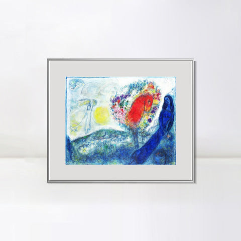 INVIN ART Mental Framed Canvas Giclee Print Art Flower tree by Marc Chagall Wall Art Living Room Home Office Decorations