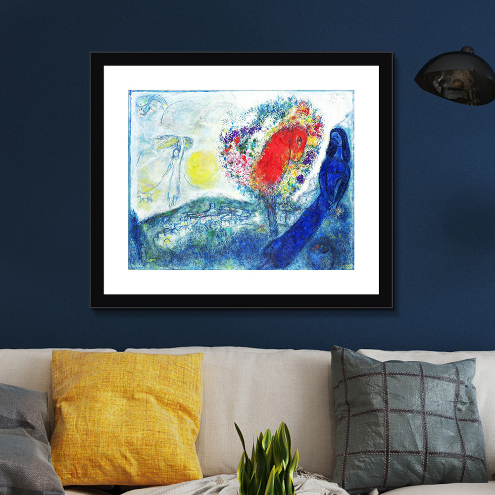 INVIN ART Framed Canvas Giclee Print Art Flower Tree by Marc Chagall Wall Art Living Room Home Office Decorations