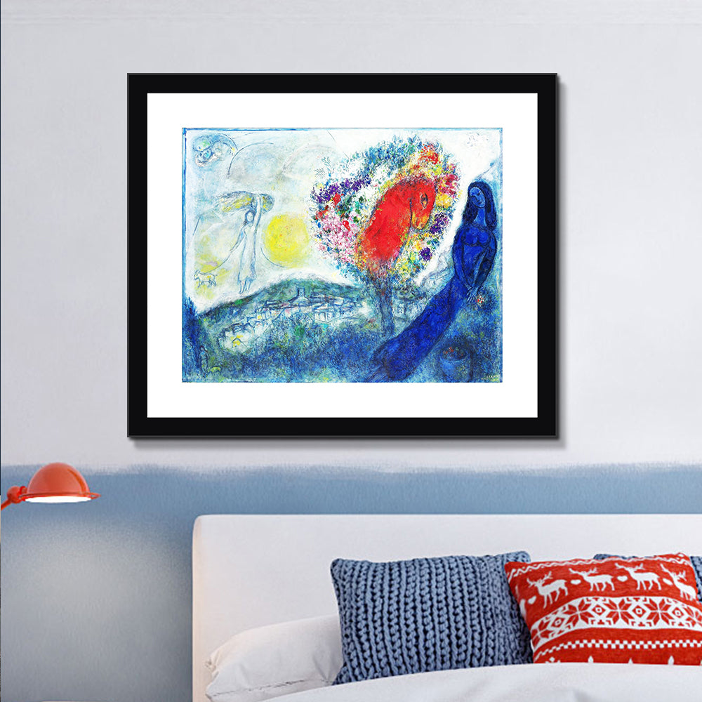 INVIN ART Framed Canvas Giclee Print Art Flower Tree by Marc Chagall Wall Art Living Room Home Office Decorations