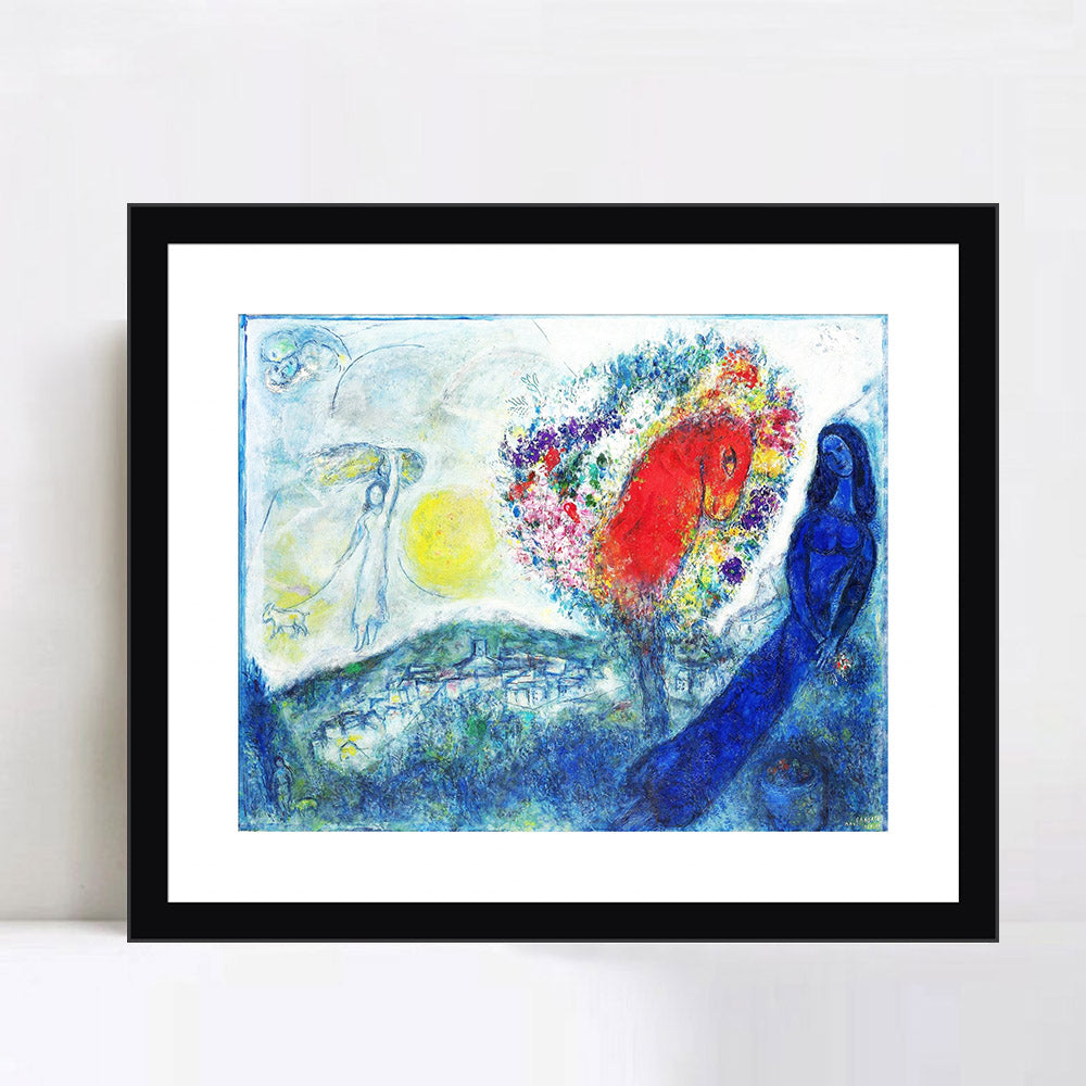INVIN ART Framed Canvas Giclee Print Art Flower Tree by Marc Chagall Wall Art Living Room Home Office Decorations