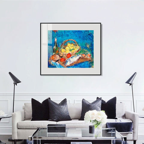 INVIN ART Mental Framed Canvas Giclee Print Art Fruit by Marc Chagall Wall Art Living Room Home Office Decorations