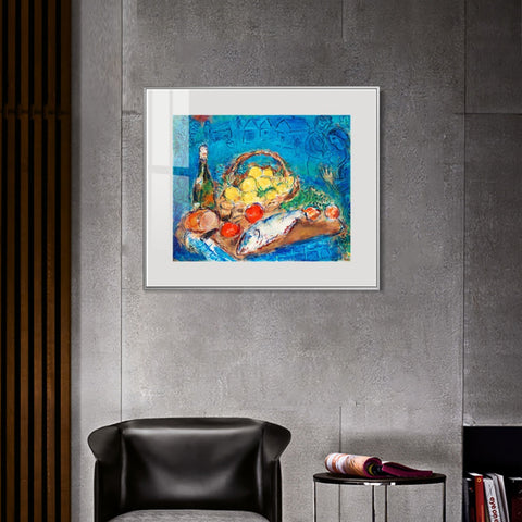 INVIN ART Mental Framed Canvas Giclee Print Art Fruit by Marc Chagall Wall Art Living Room Home Office Decorations