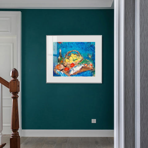 INVIN ART Mental Framed Canvas Giclee Print Art Fruit by Marc Chagall Wall Art Living Room Home Office Decorations