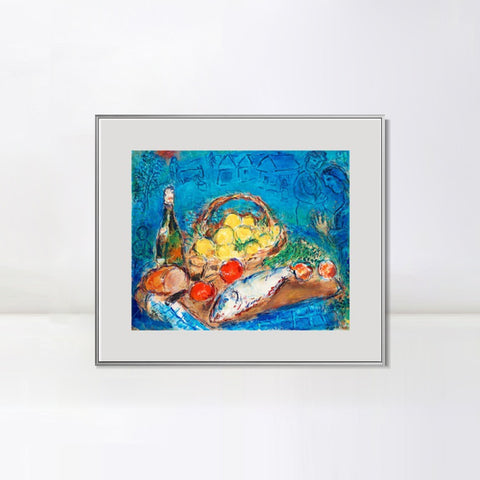 INVIN ART Mental Framed Canvas Giclee Print Art Fruit by Marc Chagall Wall Art Living Room Home Office Decorations