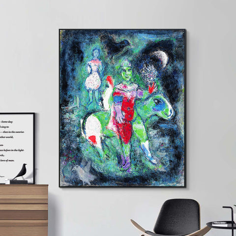 INVIN ART Framed Canvas Giclee Print Art Man in Black by Marc Chagall Wall Art Living Room Home Office Decorations