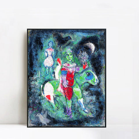 INVIN ART Framed Canvas Giclee Print Art Knight by Marc Chagall Wall Art Living Room Home Office Decorations