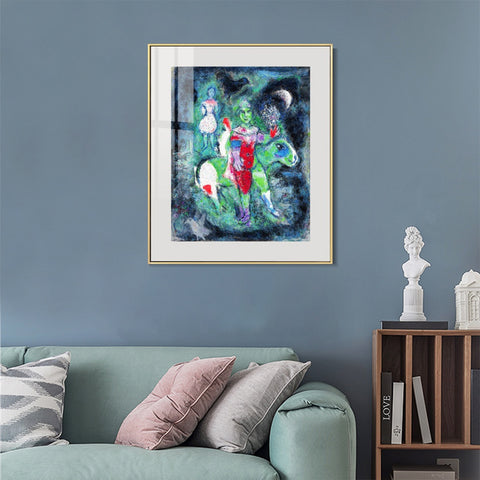 INVIN ART Mental Framed Canvas Giclee Print Art Knight by Marc Chagall Wall Art Living Room Home Office Decorations