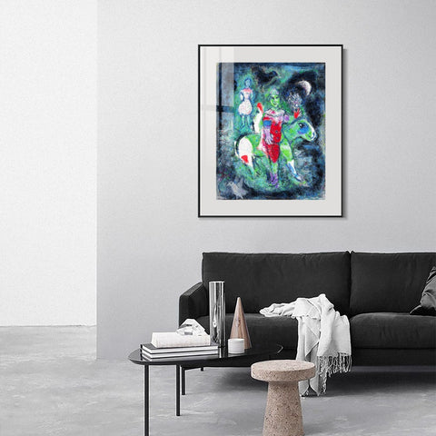 INVIN ART Mental Framed Canvas Giclee Print Art Knight by Marc Chagall Wall Art Living Room Home Office Decorations