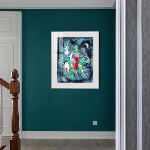 INVIN ART Mental Framed Canvas Giclee Print Art Knight by Marc Chagall Wall Art Living Room Home Office Decorations