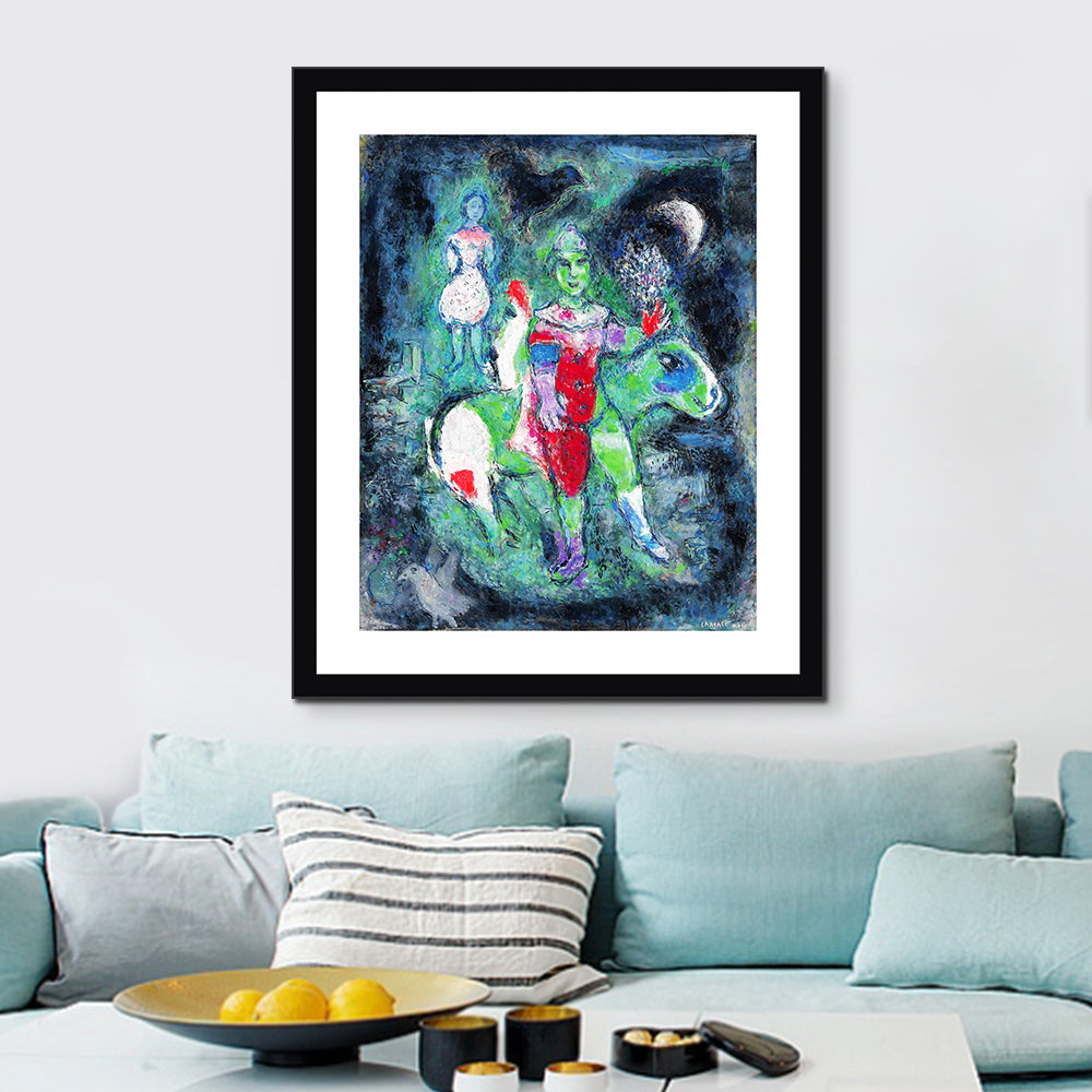 INVIN ART Framed Canvas Giclee Print Art Knight by Marc Chagall Wall Art Living Room Home Office Decorations