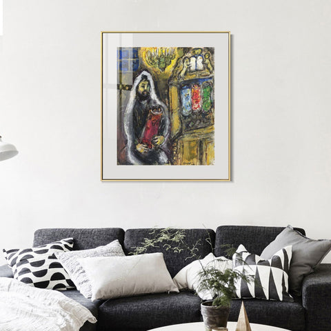 INVIN ART Mental Framed Canvas Giclee Print Art Man in black by Marc Chagall Wall Art Living Room Home Office Decorations