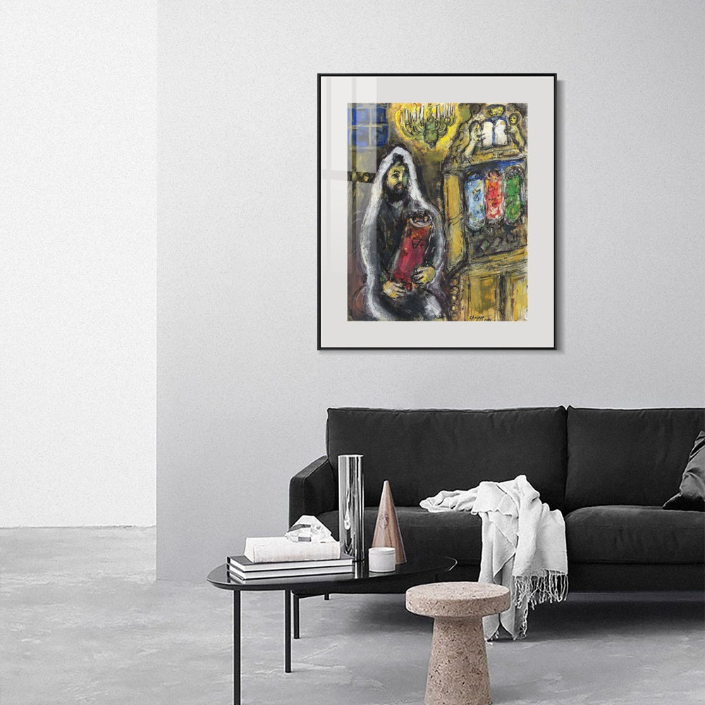 INVIN ART Mental Framed Canvas Giclee Print Art Man in black by Marc Chagall Wall Art Living Room Home Office Decorations