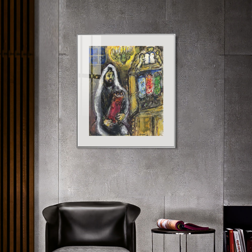 INVIN ART Mental Framed Canvas Giclee Print Art Man in black by Marc Chagall Wall Art Living Room Home Office Decorations