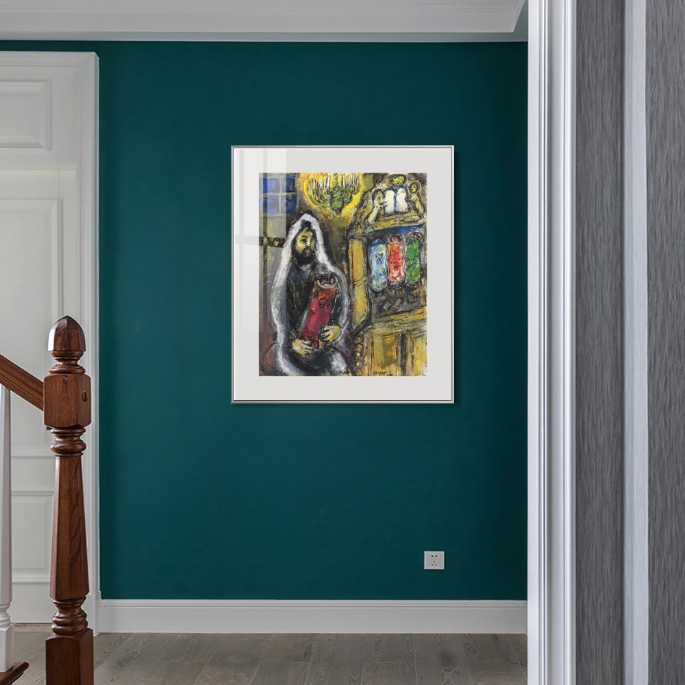 INVIN ART Mental Framed Canvas Giclee Print Art Man in black by Marc Chagall Wall Art Living Room Home Office Decorations