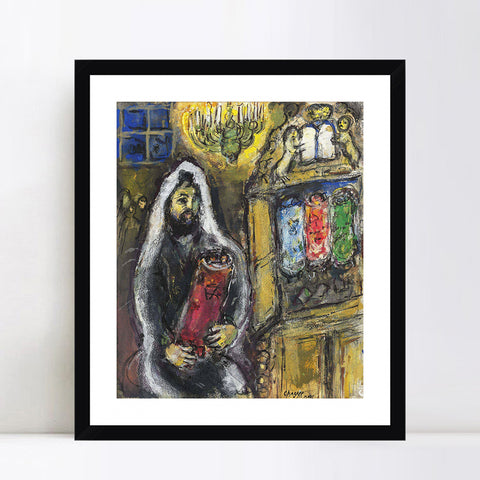 INVIN ART Framed Canvas Giclee Print Art Man in Black by Marc Chagall Wall Art Living Room Home Office Decorations