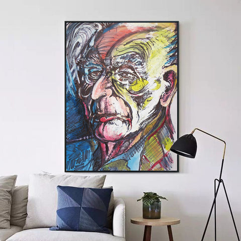 INVIN ART Framed Canvas Giclee Print Art Old Man by Marc Chagall Wall Art Living Room Home Office Decorations