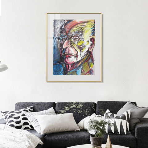 INVIN ART Mental Framed Canvas Giclee Print Art Man in black by Marc Chagall Wall Art Living Room Home Office Decorations