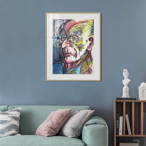 INVIN ART Mental Framed Canvas Giclee Print Art Man in black by Marc Chagall Wall Art Living Room Home Office Decorations