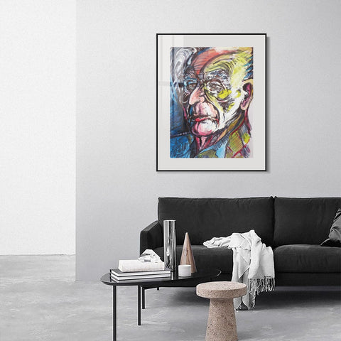 INVIN ART Mental Framed Canvas Giclee Print Art Man in black by Marc Chagall Wall Art Living Room Home Office Decorations