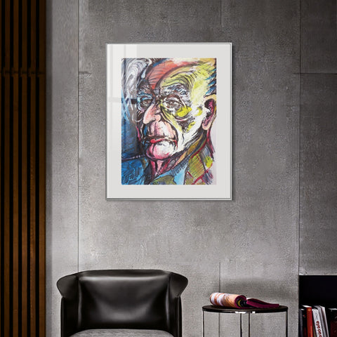 INVIN ART Mental Framed Canvas Giclee Print Art Man in black by Marc Chagall Wall Art Living Room Home Office Decorations