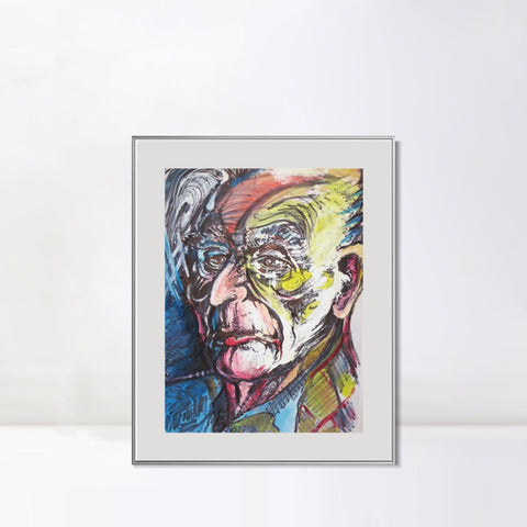 INVIN ART Mental Framed Canvas Giclee Print Art Man in black by Marc Chagall Wall Art Living Room Home Office Decorations