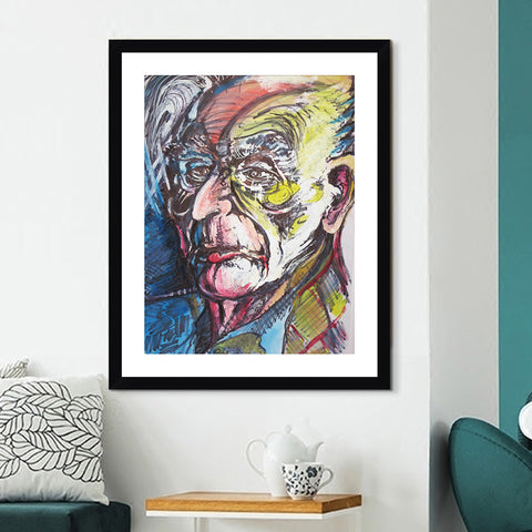 INVIN ART Framed Canvas Giclee Print Art Old Man by Marc Chagall Wall Art Living Room Home Office Decorations