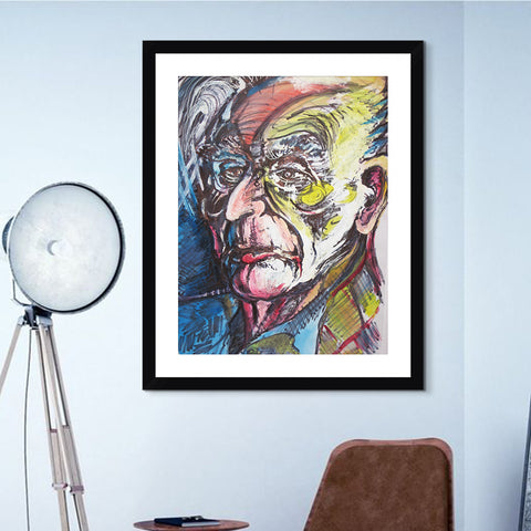 INVIN ART Framed Canvas Giclee Print Art Old Man by Marc Chagall Wall Art Living Room Home Office Decorations