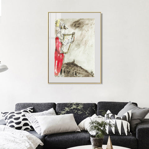 INVIN ART Mental Framed Canvas Giclee Print Art People in red by Marc Chagall Wall Art Living Room Home Office Decorations