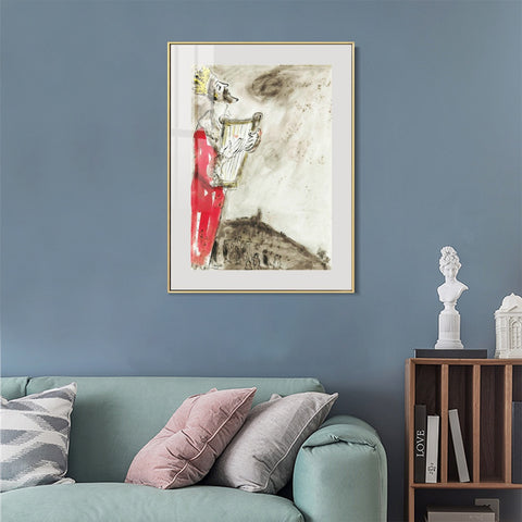 INVIN ART Mental Framed Canvas Giclee Print Art People in red by Marc Chagall Wall Art Living Room Home Office Decorations