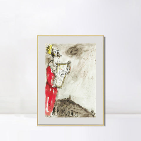 INVIN ART Mental Framed Canvas Giclee Print Art People in red by Marc Chagall Wall Art Living Room Home Office Decorations