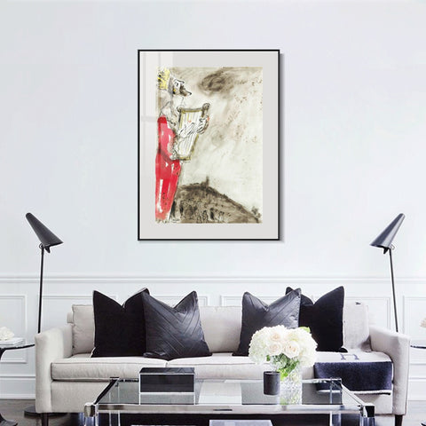 INVIN ART Mental Framed Canvas Giclee Print Art People in red by Marc Chagall Wall Art Living Room Home Office Decorations