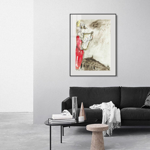 INVIN ART Mental Framed Canvas Giclee Print Art People in red by Marc Chagall Wall Art Living Room Home Office Decorations